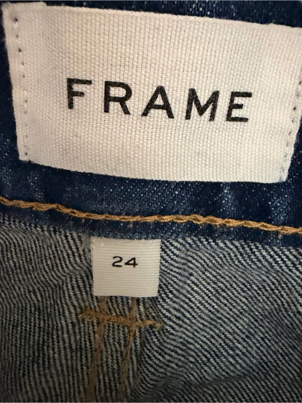 FRAME Oversized Luxury Jeans 24 Rinse Dark Wash Cuffed Straight Leg 100% Cotton - Picture 11 of 12